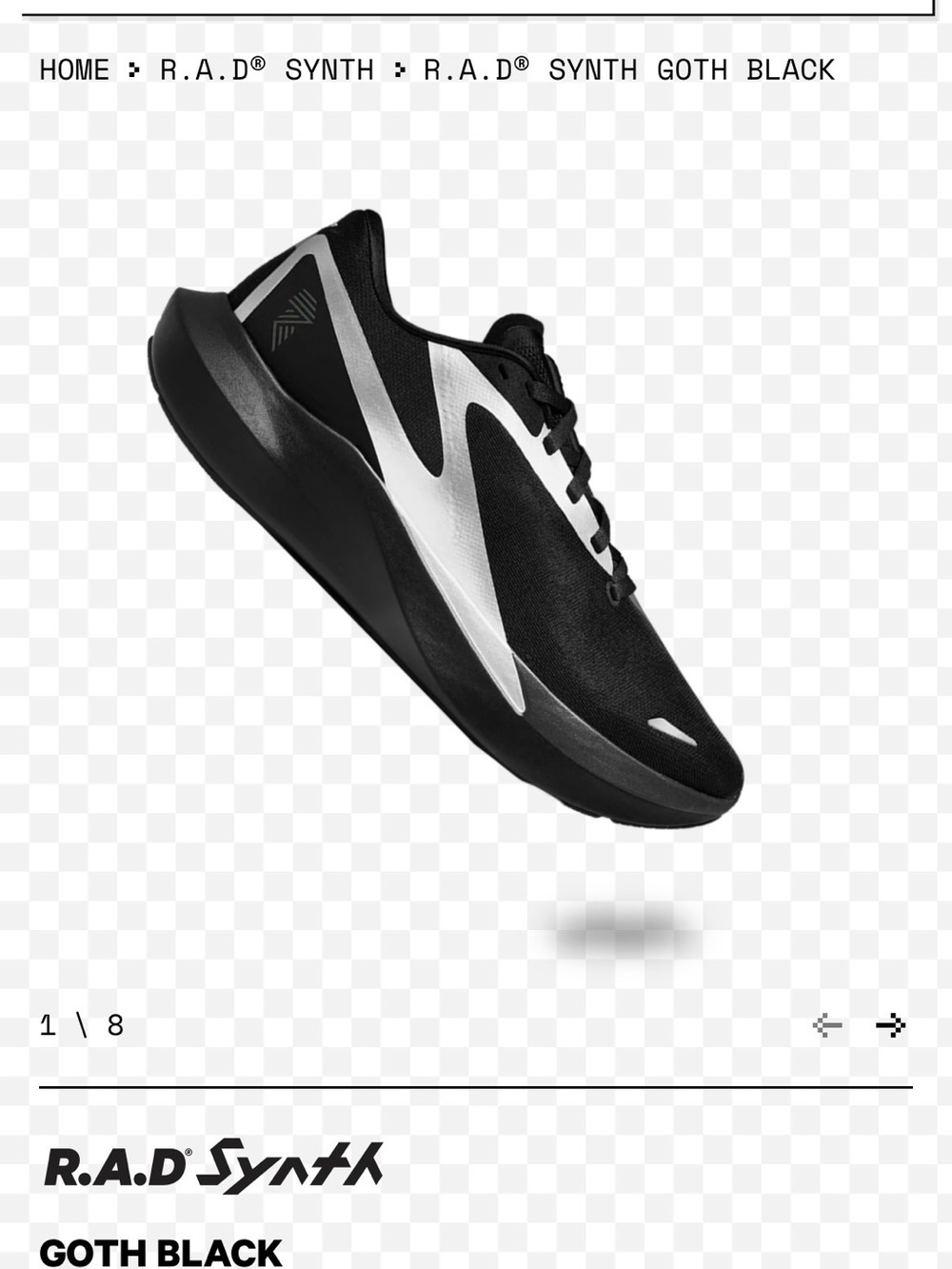 Goth Black R.A.D Synth Running Shoe